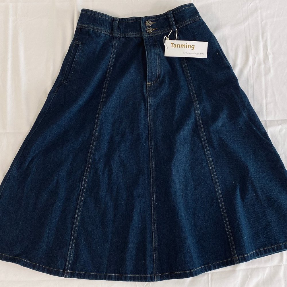 Tanming long denim skirt